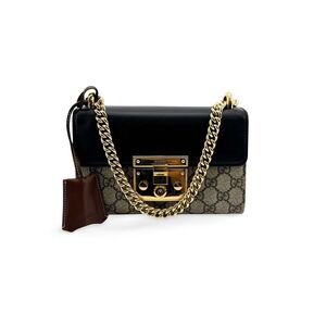 Gucci Padlock Gg Coated Canvas And Leather Brown Canvas Shoulder Bag Bag